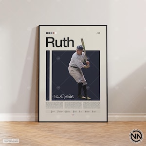 Babe Ruth Poster, New York Yankees, Yankees Print, Baseball Prints, Sports Poster, MLB Poster, Baseball Wall Art, Sports Bedroom Posters image 1