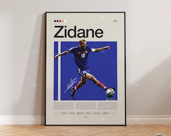 Zinedine Zidane Poster, French Footballer, Soccer Gifts, Sports Poster, Football Player Poster, Soccer Wall Art, Sports Bedroom Posters