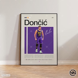 Luka Doncic Poster, LA Lakers Poster, NBA Poster, Sport Poster, Mid Century Modern, NBA Fans, Basketball Geschenk, Sport Schlafzimmer Poster Bild 1