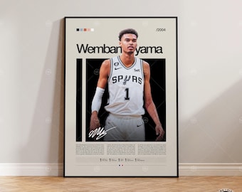 Victor Wembanyama Poster, San Antonio Spurs, NBA Poster, Sports Poster, Modern Sports Art, NBA Draft, Basketball Gift, Sports Bedroom Poster