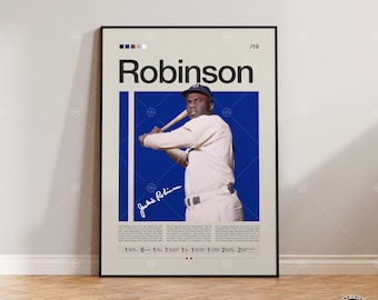 Póster de Jackie Robinson, Brooklyn Dodgers, Láminas de béisbol, Póster deportivo, Regalo para jugador de béisbol, Arte mural de béisbol, Pósteres deportivos para dormitorio