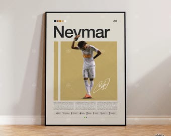 Neymar Poster, Santos FC Poster, Soccer Gifts, Sports Poster, Football Player Poster, Soccer Wall Art, Sports Bedroom Posters
