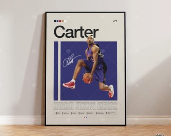 Vince Carter Poster, Toronto Raptors Druck, NBA Poster, Sport Poster, Mid Century Modern, NBA Fans, Basketball Geschenk, Sport Schlafzimmer Poster