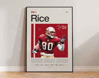 Jerry Rice Niners Poster, San Francisco 49ers Poster, NFL Poster, Sports Poster, Football Poster, NFL Wall Art, Sports Bedroom Posters