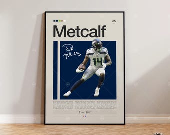 Dk Metcalf Poster, Seattle Seahawks Print, NFL Poster, Sports Poster, NFL Fans, Football Poster, NFL Wall Art, Sports Bedroom Posters