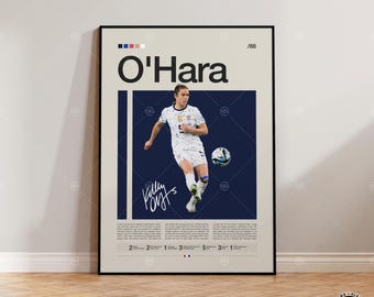 Póster de Kelley O'Hara, Fútbol femenino, Póster deportivo, Póster de jugadora de fútbol, Arte mural de fútbol, Pósteres deportivos para dormitorio