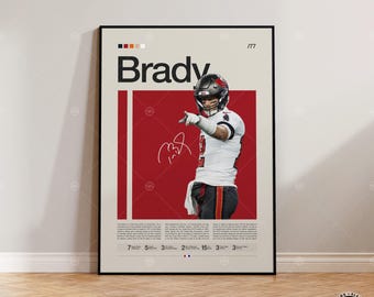 トム・ブレイディのポスター、タンパベイ・バッカニアーズのポスター、NFLのポスター、スポーツポスター、フットボールポスター、NFLのウォールアート、スポーツ寝室ポスター