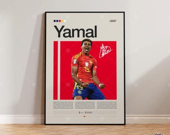 Lamine Yamal Poster, Spanish Footballer, Soccer Gifts, Sports Poster, Football Player Poster, Soccer Wall Art, Sports Bedroom Posters