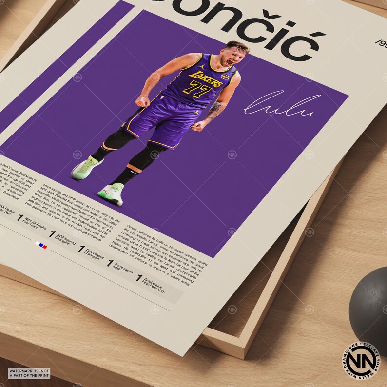 Luka Doncic Poster, LA Lakers Poster, NBA Poster, Sport Poster, Mid Century Modern, NBA Fans, Basketball Geschenk, Sport Schlafzimmer Poster Bild 5