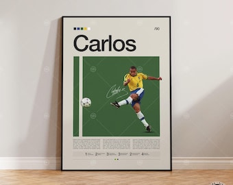 Póster de Roberto Carlos, Póster de fútbol de Brasil, Regalos de fútbol, Póster deportivo, Póster de jugador de fútbol, Arte mural de fútbol, Pósteres deportivos para dormitorio