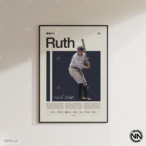 Babe Ruth Poster, New York Yankees, Yankees Print, Baseball Prints, Sports Poster, MLB Poster, Baseball Wall Art, Sports Bedroom Posters image 6