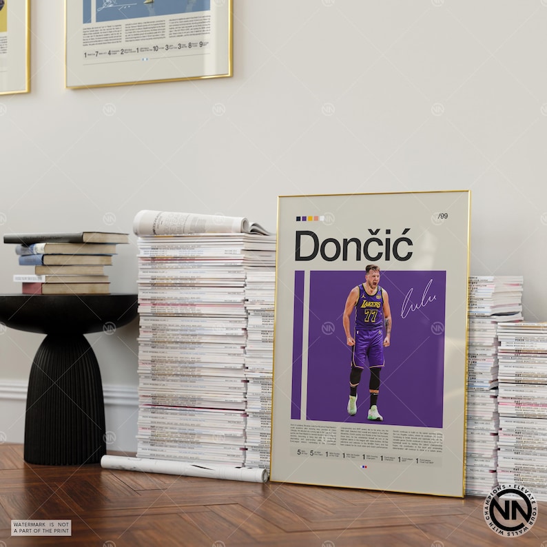 Luka Doncic Poster, LA Lakers Poster, NBA Poster, Sport Poster, Mid Century Modern, NBA Fans, Basketball Geschenk, Sport Schlafzimmer Poster Bild 4