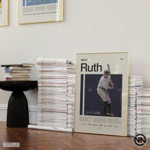 Babe Ruth Poster, New York Yankees, Yankees Print, Baseball Prints, Sports Poster, MLB Poster, Baseball Wall Art, Sports Bedroom Posters image 4