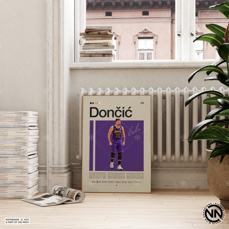 Luka Doncic Poster, LA Lakers Poster, NBA Poster, Sport Poster, Mid Century Modern, NBA Fans, Basketball Geschenk, Sport Schlafzimmer Poster Bild 2