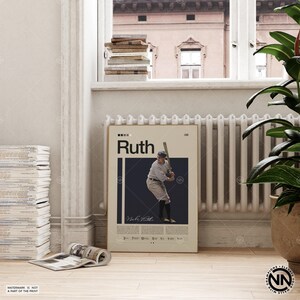 Babe Ruth Poster, New York Yankees, Yankees Print, Baseball Prints, Sports Poster, MLB Poster, Baseball Wall Art, Sports Bedroom Posters image 2