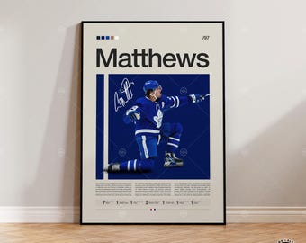 Auston Matthews Poster, Toronto Maple Leafs Poster, NHL Poster, Hockey Poster, Sports Poster, Mid-Century Modern, Sports Bedroom Posters