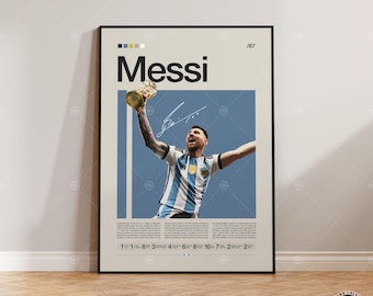 Lionel Messi Poster, Argentinien Fußball Druck, Fußball Geschenke, Sport Poster, Fußballspieler Poster, Fußball Wandkunst, Sport Schlafzimmer Poster