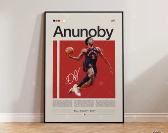 O.G. Anunoby Poster, Toronto Raptors Print, NBA Poster, Sports Poster, Mid Century Modern, NBA Fans, Basketball Gift, Sports Bedroom Posters