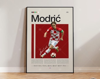Póster de Luka Modrić, Póster de futbolista croata, Regalos de fútbol, Póster deportivo, Póster de jugador de fútbol, Arte mural de fútbol, Pósteres deportivos para dormitorio
