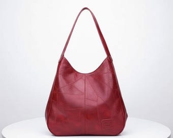 Vintage Style PU Leather Hobo Bag - Designer Shoulder Tote