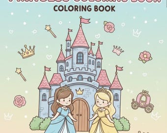 Más de 90 páginas para colorear de princesas, libro para colorear de príncipes, páginas para colorear de castillos, páginas para colorear de castillos para niños, actividades de príncipes, PDF de princesas
