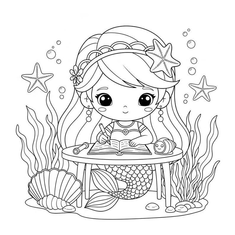 55 Pages Mermaid Coloring , Mermaid Coloring Book, Ocean Coloring Pages ...