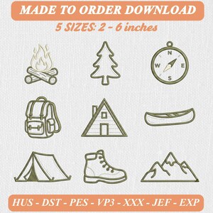 Camp Bachelorette Embroidery Bundle, 9 Mini Icons, Machine Embroidery Files (Digital Download)