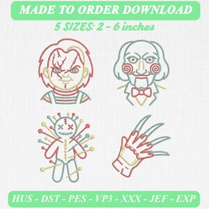 Horror Movie Embroidery Icons, Halloween Characters Machine Files (Digital Download)