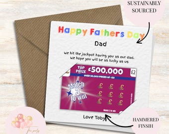 Father’s Day Scratch Card Holder | Personalised Card | Hammered Finish | Fun Gift Idea | Scratch Card Not Included
