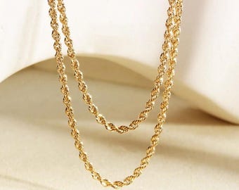 18K Solid Yellow Gold Bold Thick Gold Chain - Length adjustable 2.4g