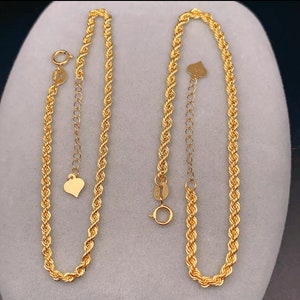 18K Solid Gold AU750 Diamond Cut Rope Bracelet