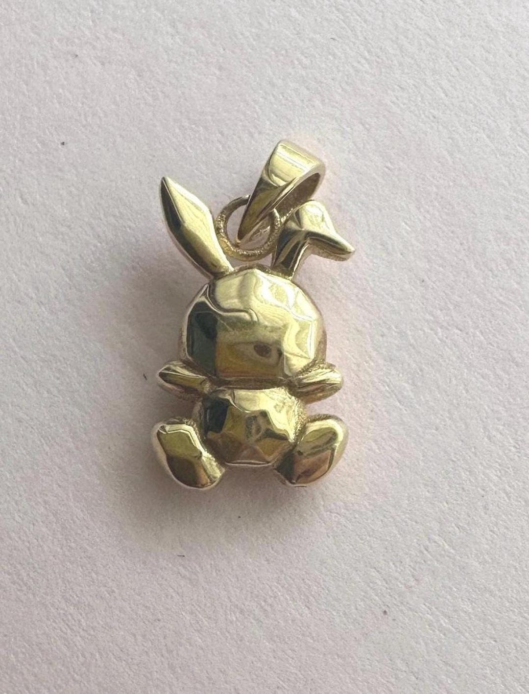 18K Solid Yellow Gold AU750 Rabbit Pendant - Etsy