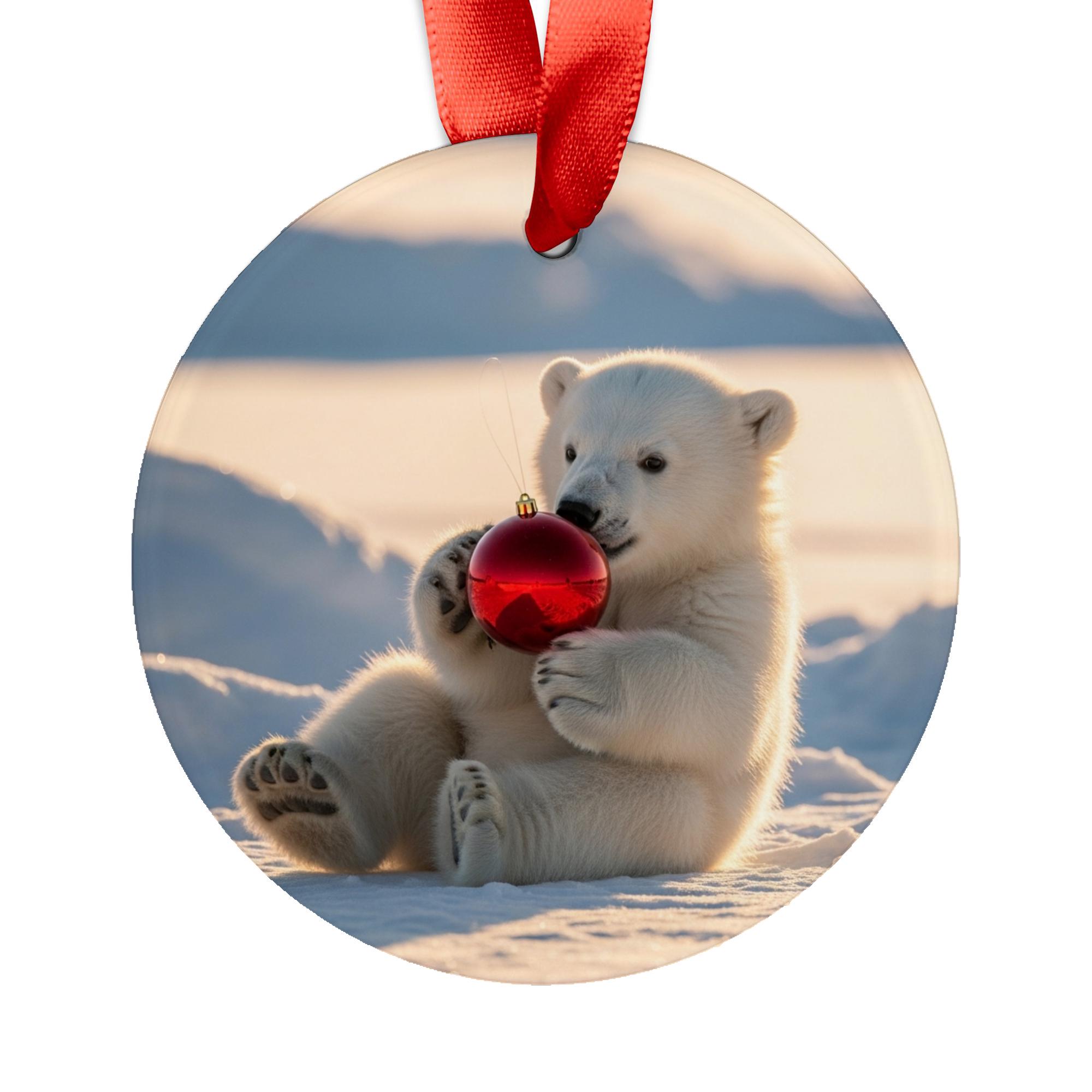 赤ちゃんシロクマのクリスマスオーナメント、アクリル製ホリデー