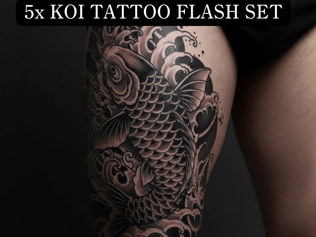 Irezumi Koi Fish Procreate Stamps, Japanese Tattoo Stencil Bundle ...
