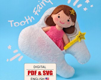 Felt Tooth Fairy Doll Pattern PDF SVG, House Sewing Tutorial, Kids Keepsake Gift, Download