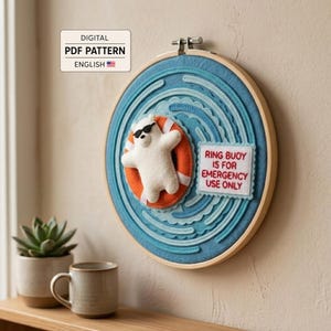 Felt Polar Bear Pattern PDF Sewing Ring Buoy Coastal Nursery Wall Hoop Art