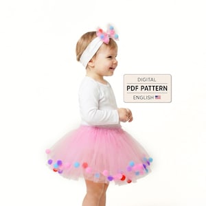 Pom Pom Tulle Skirt and Bow Tutorial PDF | Girls Tutu Sewing (Digital Download)