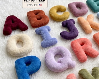 Plush Letter Sewing Pattern PDF, 3D Soft Fabric Alphabet for Nursery Name Banner