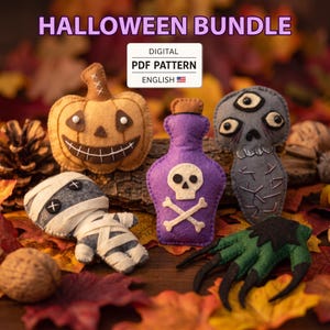 Spooky Halloween Felt Garland Sewing Pattern: Handmade Ornaments Tutorial for Festive Autumn Home Decor