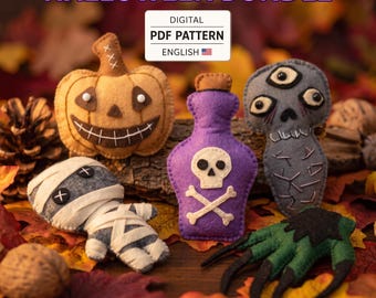 Spooky Halloween Felt Garland Sewing Pattern: Handmade Ornaments Tutorial for Festive Autumn Home Decor