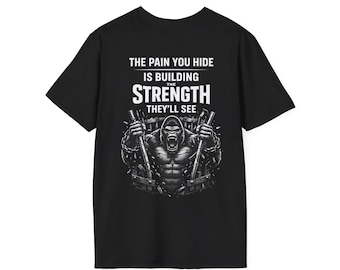 T-shirt graphique Gorilla Strength, vêtements de fitness motivants pour la salle de sport