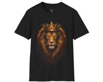 Löwe mit Krone T-Shirt | Regal King Artwork, Gold Crown Lion Tee