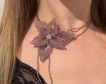Powder pink flower choker