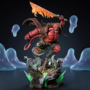Guerrero de la Llama Infernal STL – Modelo de impresión 3D de estatua de coleccionista de cazador de demonios