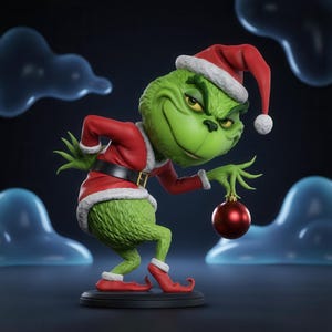 Verschmitzte grüne Weihnachts-Chibi STL - Feiertags-Sammler-Figur 3D Druck Modell