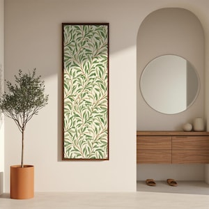 Minimalist Botanical Leaf Wall Art Print, Green Vine Pattern Poster, Neutral Scandinavian Home Decor, Nature Aesthetic Art, Gift for Her