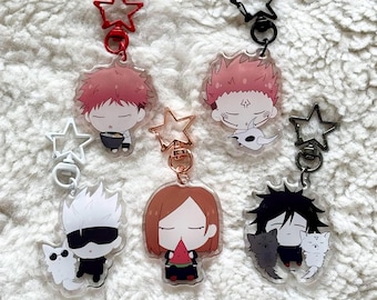 Jujutsu Kaisen Acrylic Keychain 2” | Anime Keyring Charm - Gojo, Itadori, Megumi, Nobara, Sukuna | Cute Fanmade Anime Merch