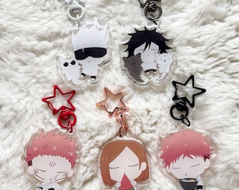 Jujutsu Kaisen Acrylic Keychain 2” | Anime Keyring Charm - Gojo, Itadori, Megumi, Nobara, Sukuna | Cute Fanmade Anime Merch