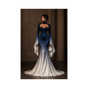 navy blue ombre bridesmaid dresses Charming Straps Navy Blue Ombre Long Backless Prom Dress Evening Dress shinydress