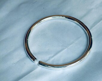 Solid Silver Bangle Bracelet, Handmade Sterling Adjustable 5mm Thickness Bracelets. Indian Jewelry